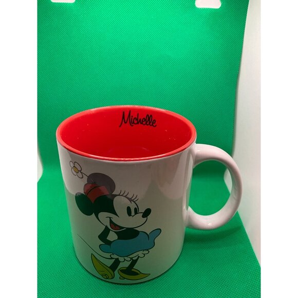 Disney Minnie Mouse Mug "Michelle" Personalized 3.75" Tall Red Interior & Handle - Picture 1 of 7